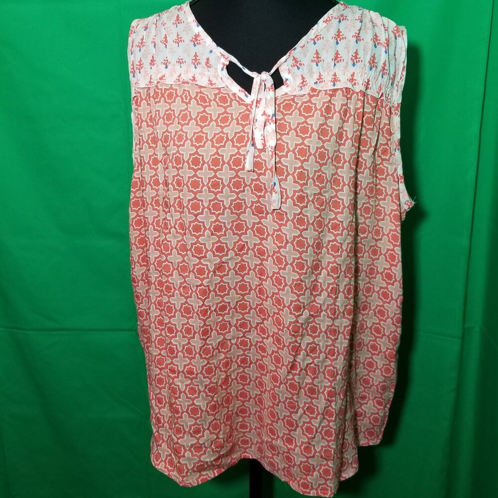 Grand & Greene Sleeveless Blouse Coral Womens Medium Boho Retro‎ Peasant NWT